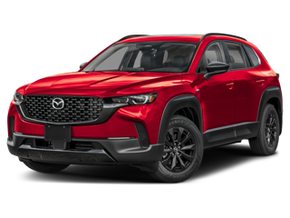 red 2025 Mazda CX-50 Hybrid side angle front view