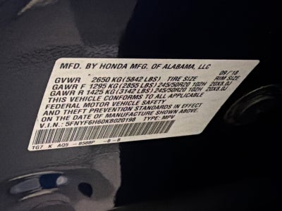 2019 Honda Pilot Touring 7 Passenger