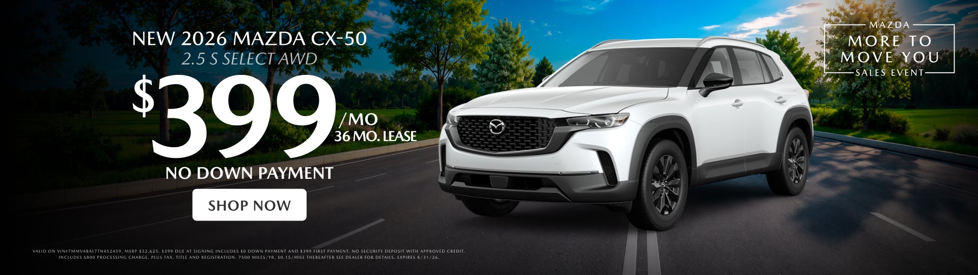 NEW 2026 MAZDA CX-50 $399 LEASE