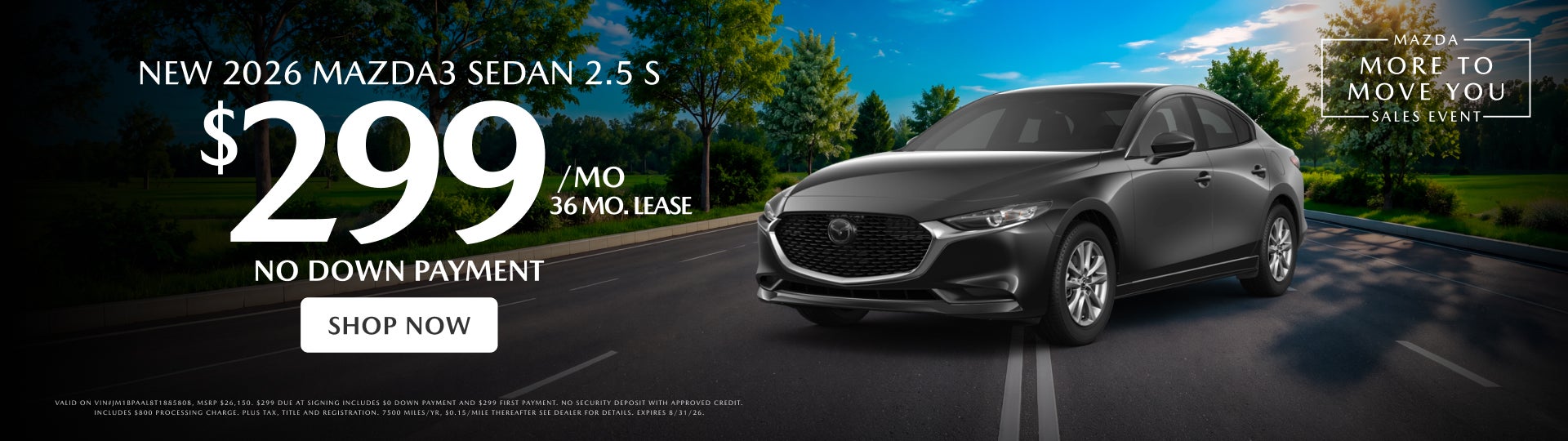 NEW 2026 MAZDA3 SEDAN $299 LEASE