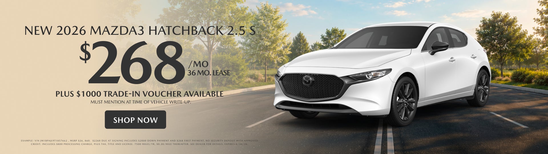 NEW 2026 Mazda3 Hatchback Lease $268