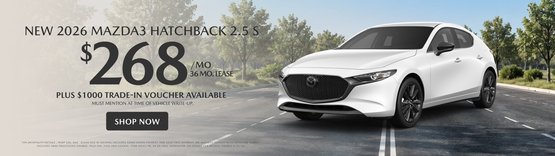 NEW 2026 Mazda3 Hatchback Lease $268