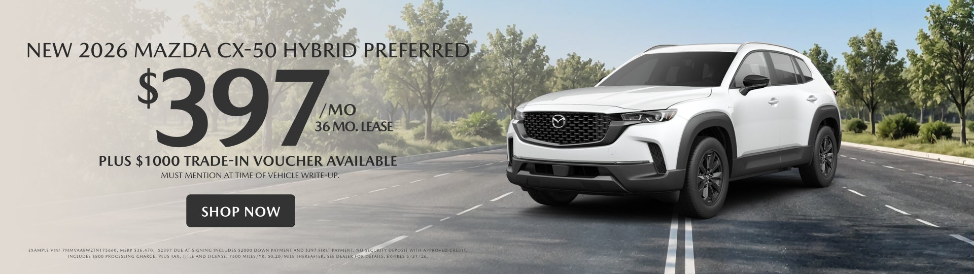 New 2026 Mazda CX-50 Hybrid Preferred Lease $397